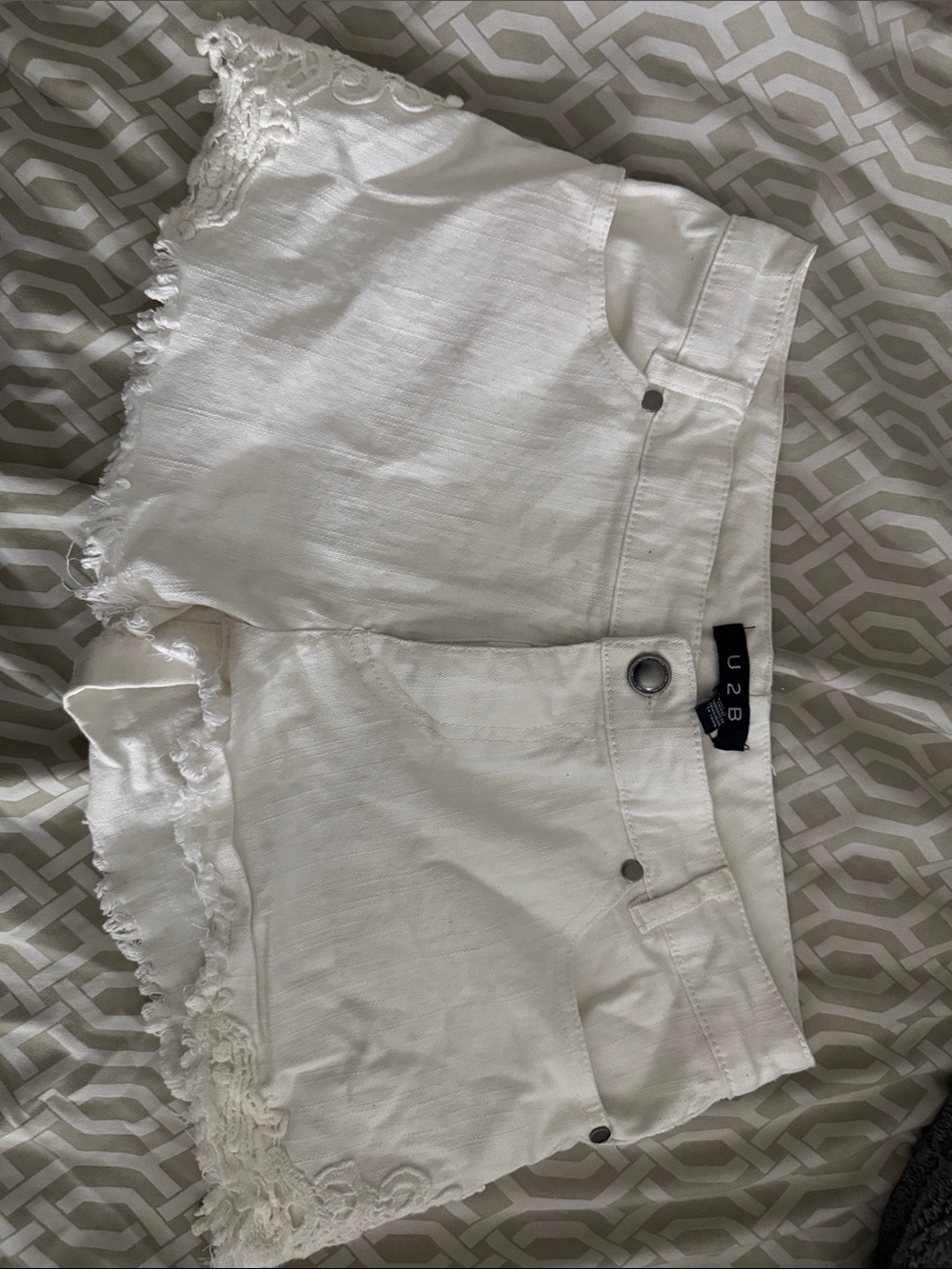 White Lace Trim Women's Shorts